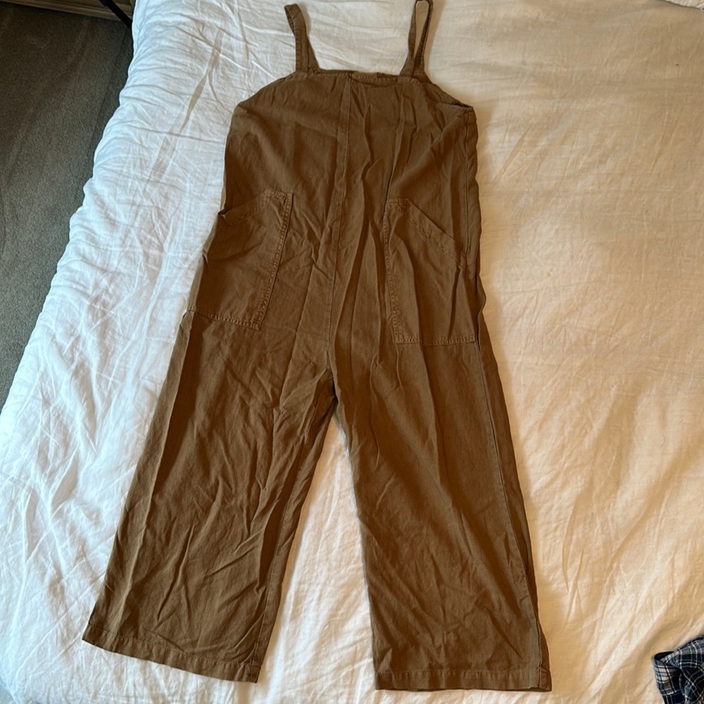 Universal Thread Linen blend cropped wide leg jumpsuit Medium M EUC